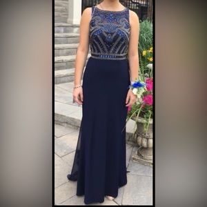 Beautiful navy blue formal / prom / grad evening gown for sale
